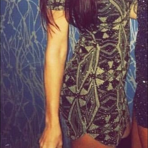 PAPAYA spandex night out sparkly mini dress Sz L - Picture 2 of 14